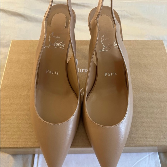 Christian Louboutin Beige Slingback Heels - Picture 1 of 8